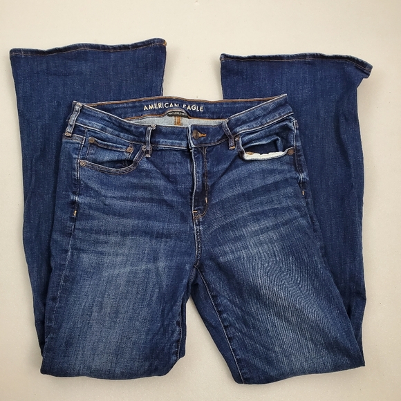 American Eagle Womens Size 10 Low Rise Flare Next Level Stretch Jeans - Picture 2 of 8